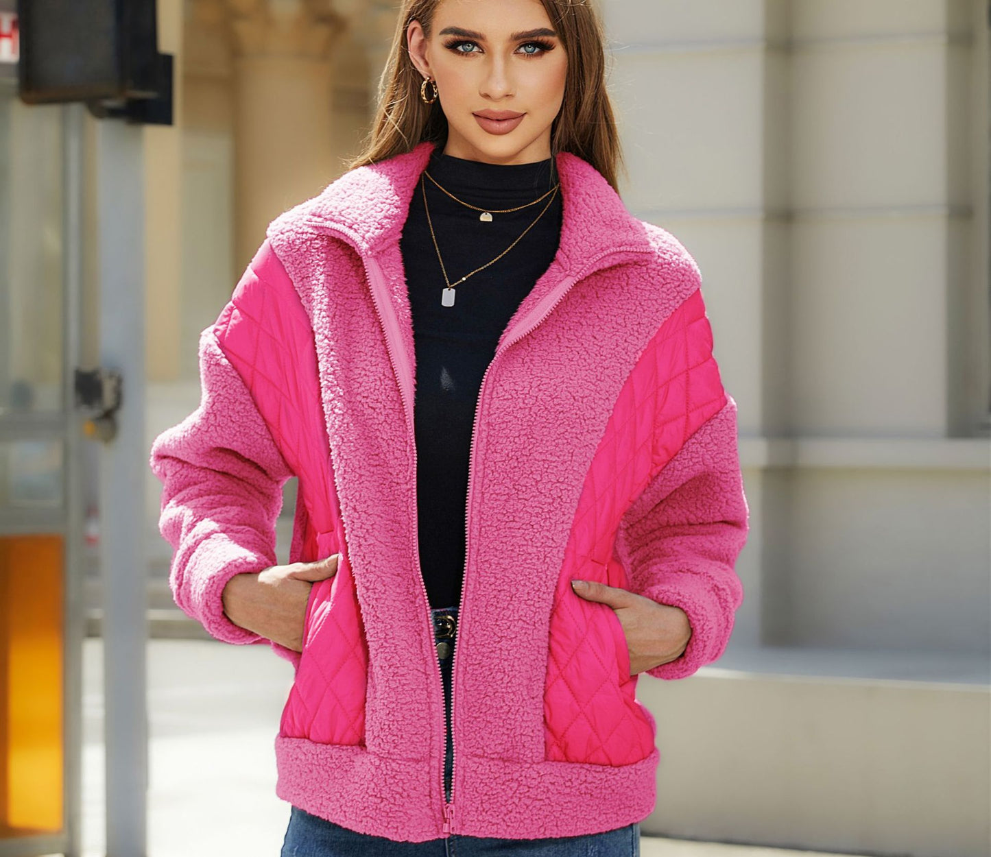 Women's Flash Veet Fashion Long Sleeve Zipper Coats