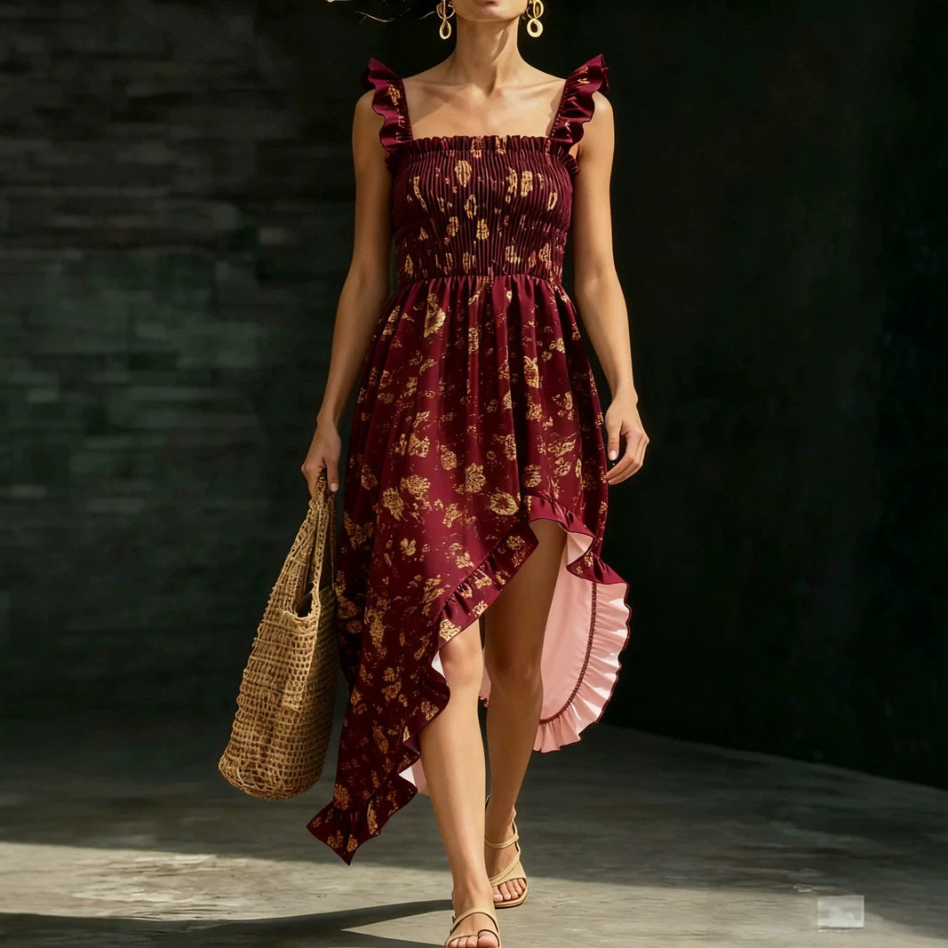 Attractive Women's Sleeveless Printed Sexy Floral Dress