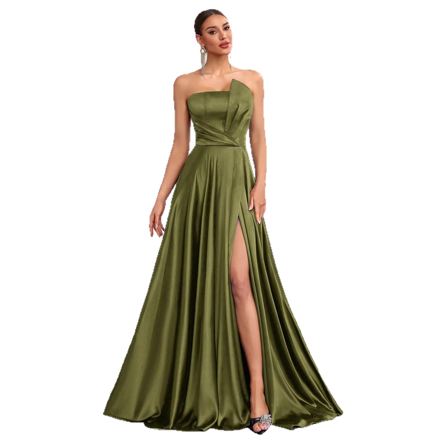 Sexy Tube Elegant Waist Slit High-grade Banquet Tops