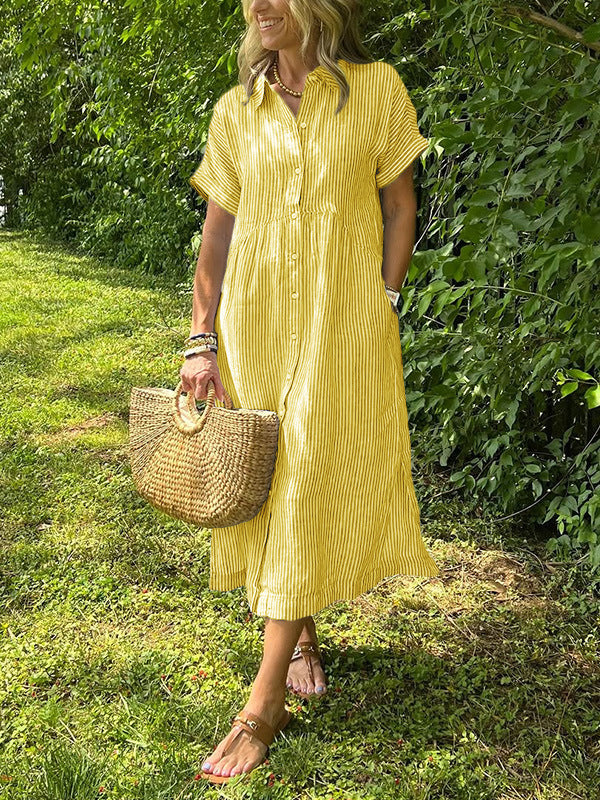 Women's Sleeve Shirt Summer Casual Cotton Linen Skirts