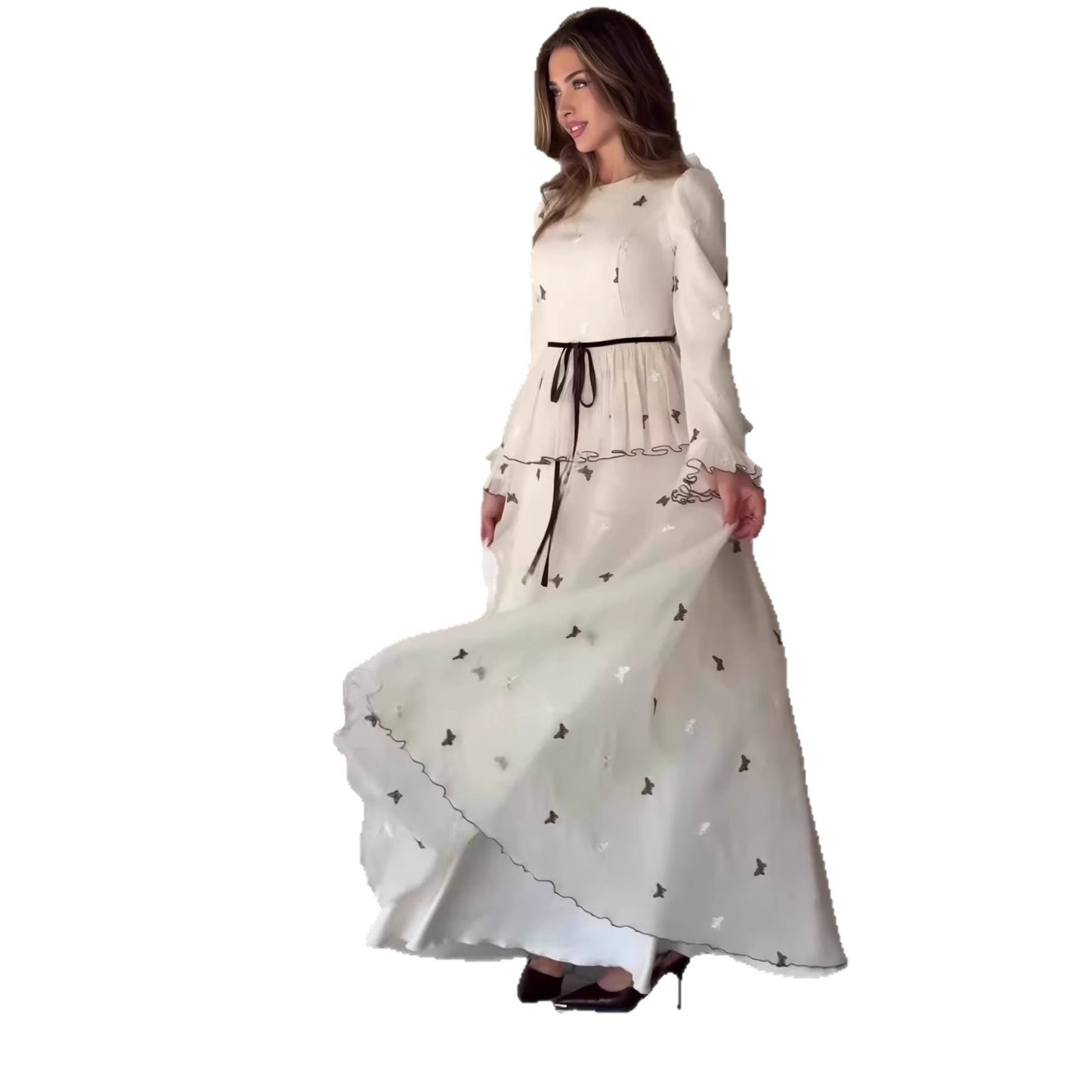 Women's Summer Soft Elegant Graceful Long Sleeve Waist Dresses