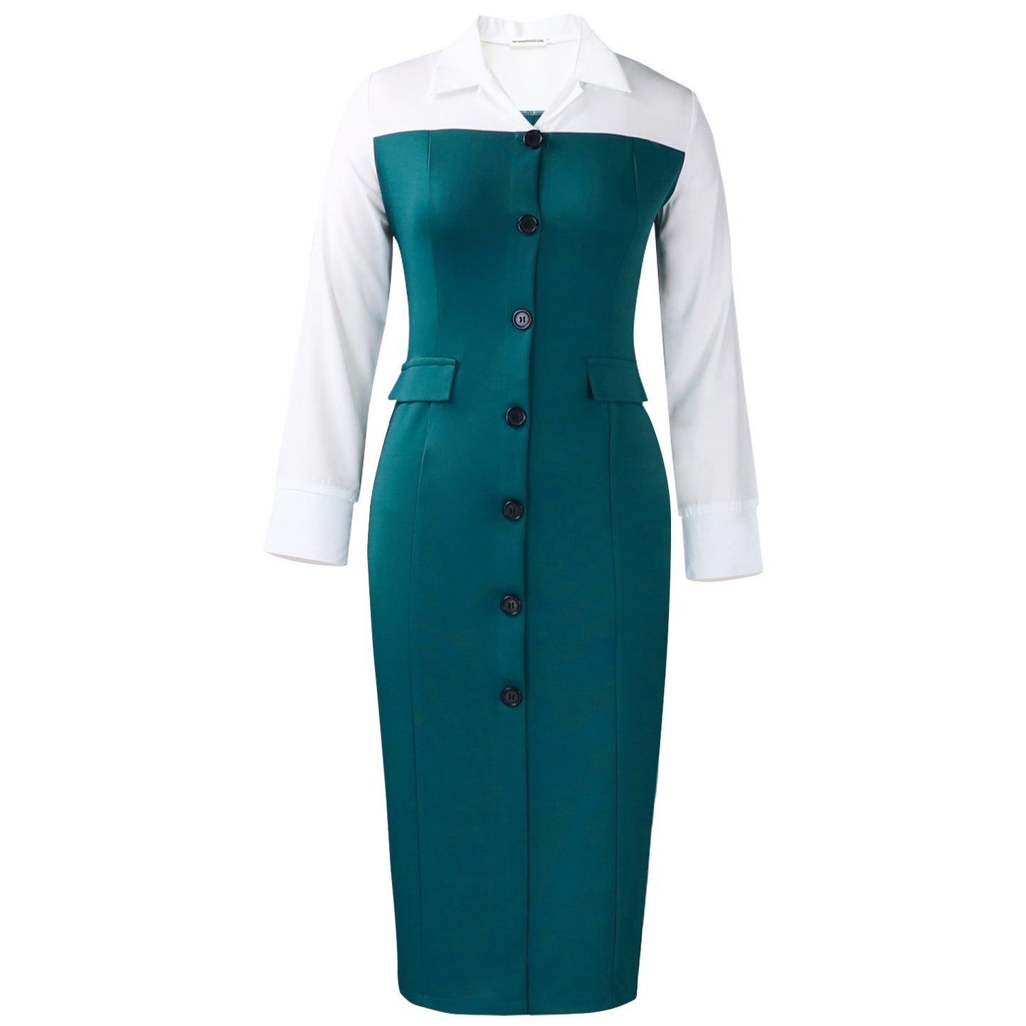 Women's Fashion Business Long Sleeve Collar Stitching Hip Suits