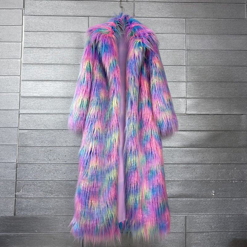Women's Imitated Tibet Sheep Fur Jacquard Color Coats