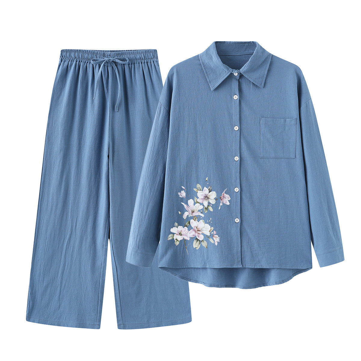 Women's 2 Piece Set Cotton Linen Shirt Pants