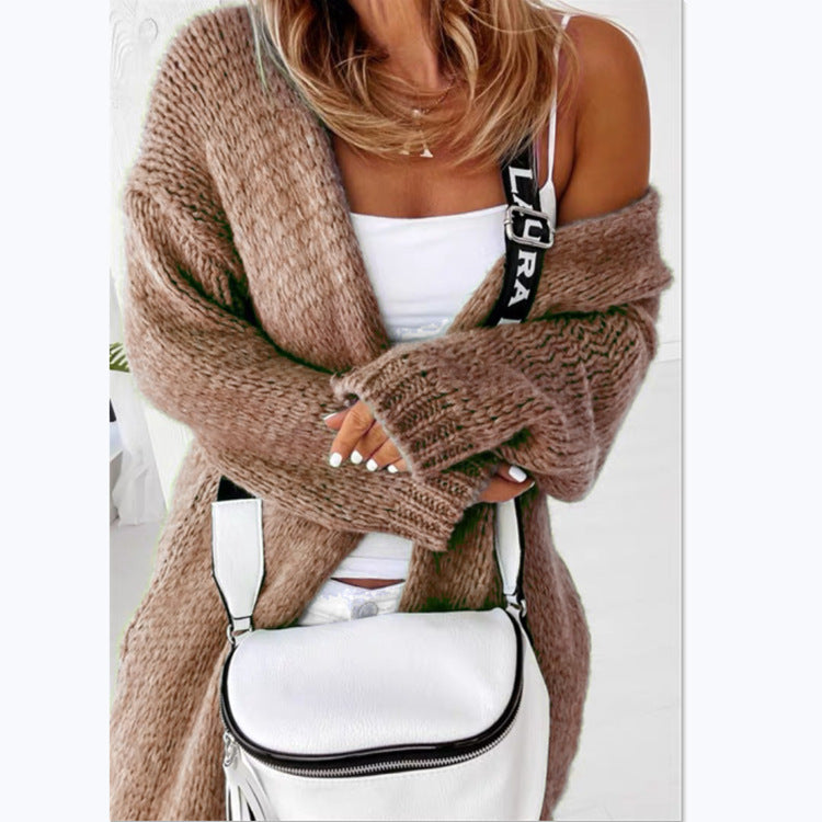 Women's Knitted Loose-fitting Solid Color Long Sleeves Women's Sweater