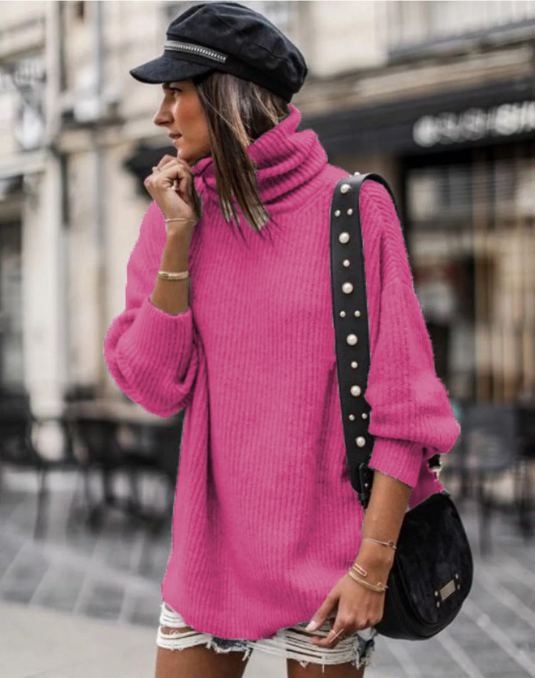Women's Long Sleeve Solid Color Loose Knit Sweaters