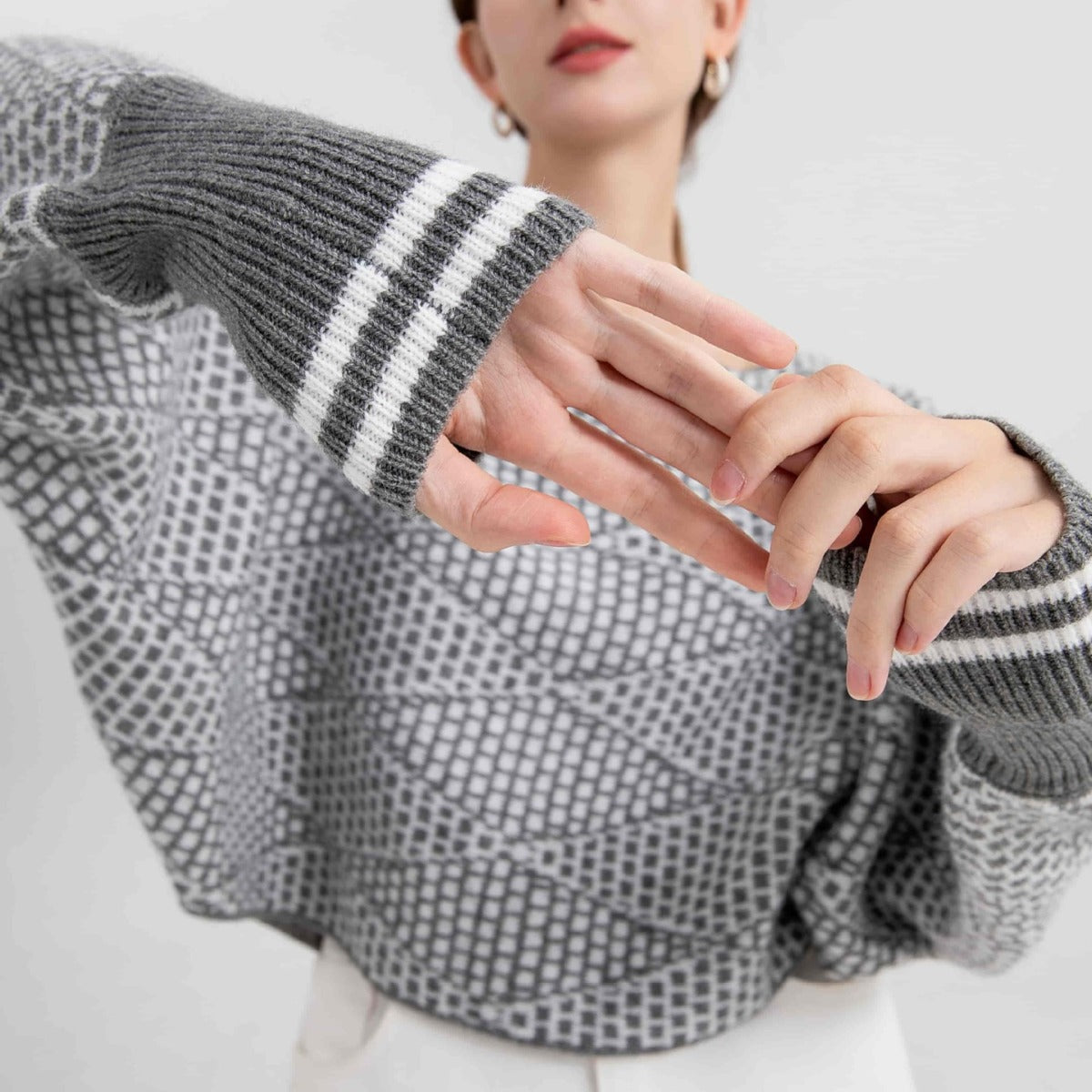 Women's Long Sleeve Plaid Pullover Outerwear Tops