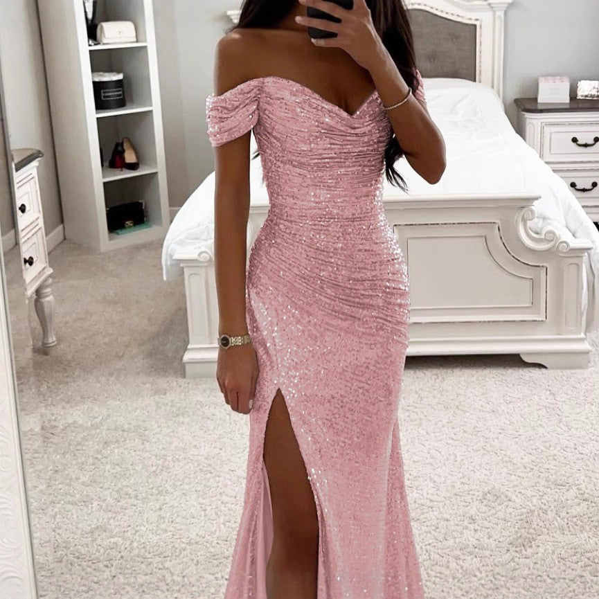 Women's Party Sequins Split Dress Casual Fashion Dresses