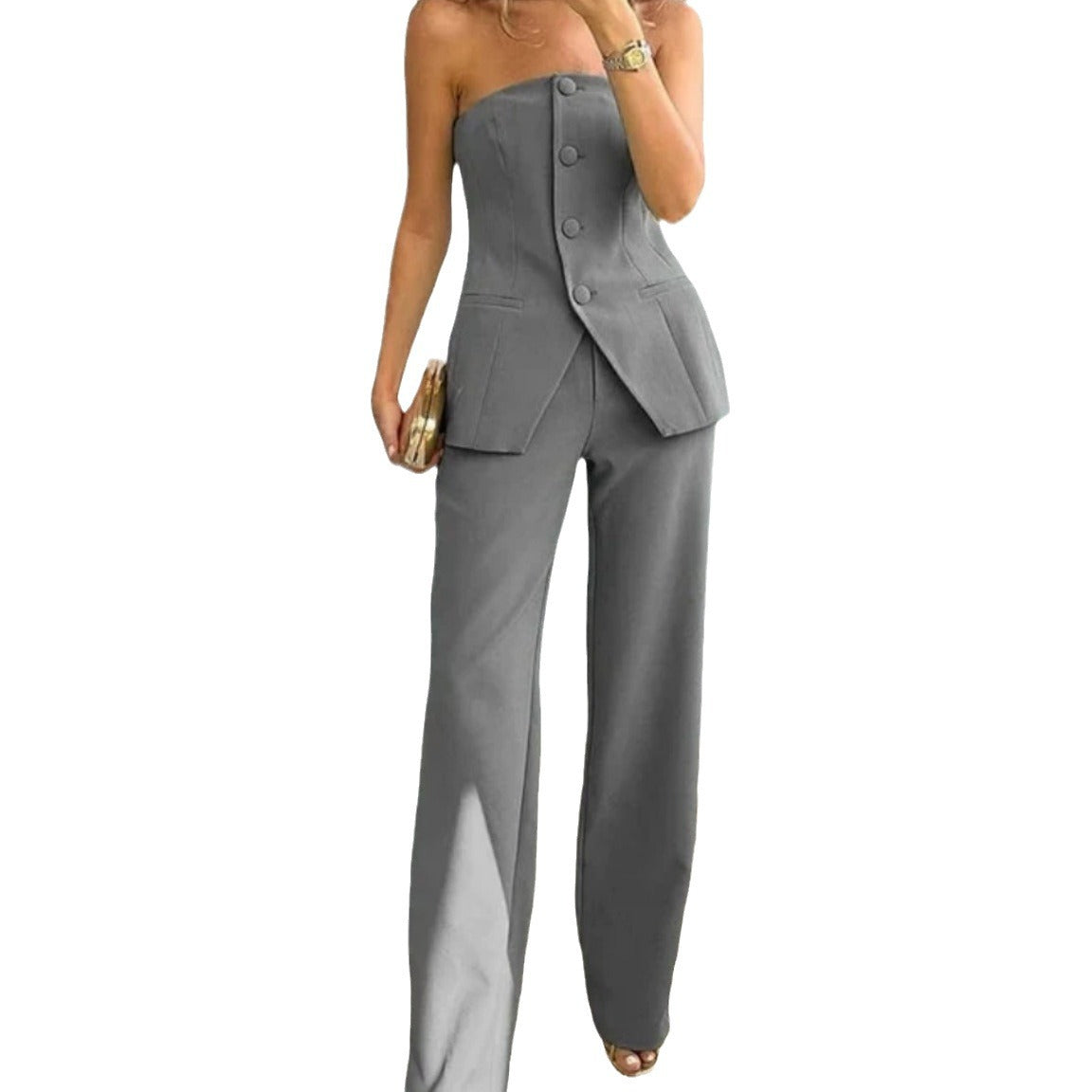 Leisure Fashion Tube Button Simple Elegant Suits