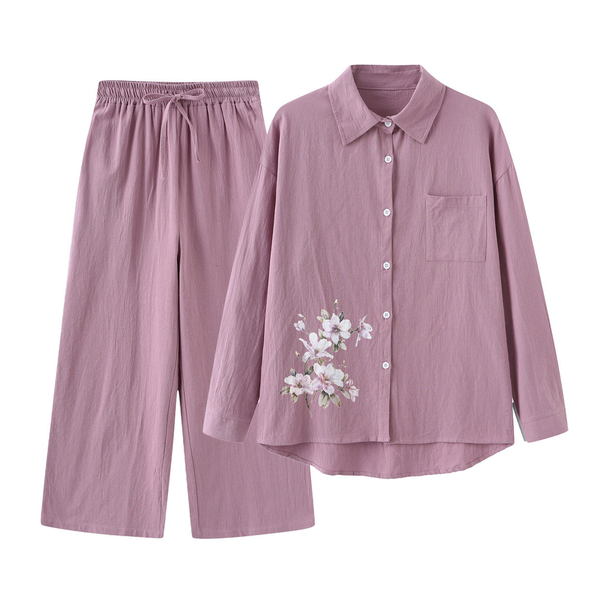 Women's 2 Piece Set Cotton Linen Shirt Pants