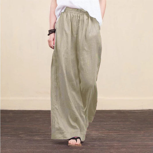 Women's Loose Fashionable Elegant Cotton Linen Trousers Pants