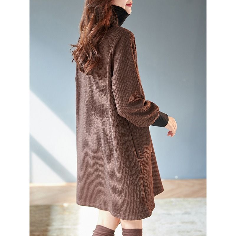 Women's Fashion Loose Slimming Turtleneck Knitted Long-sleeved Dress