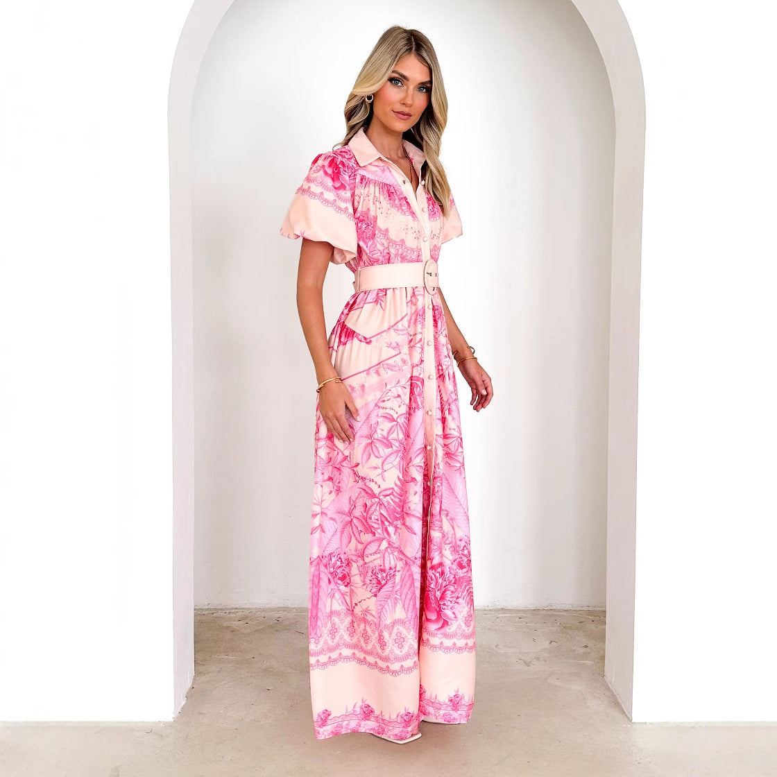Women's Ruffle High Waist Three-dimensional Mid-length Dress Dresses