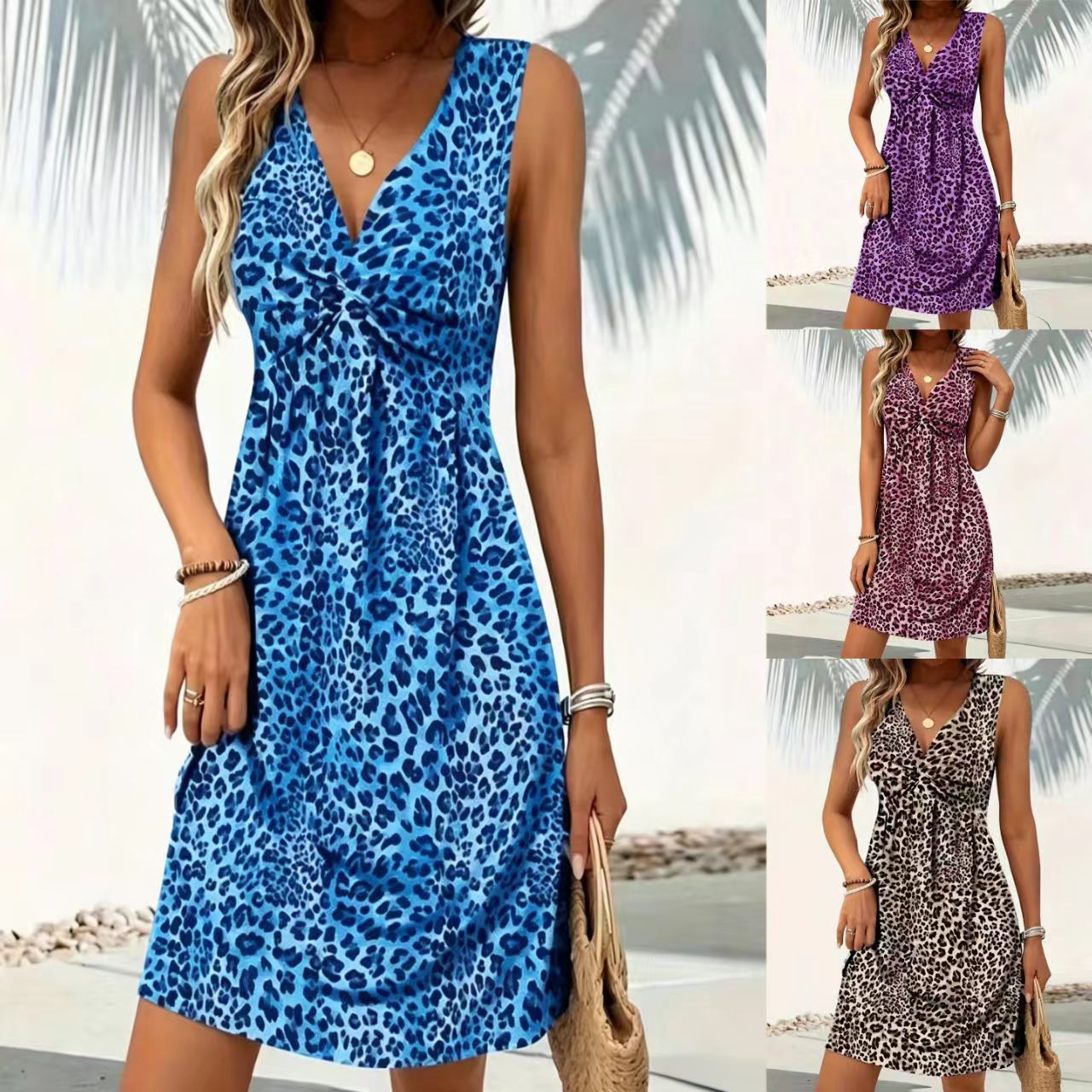 Casual Women's Kinked Leopard Printed Wear Dress