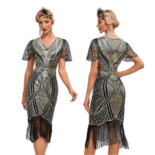 Party Embroidery Tassel Dress Cocktail Sequin Evening Dresses