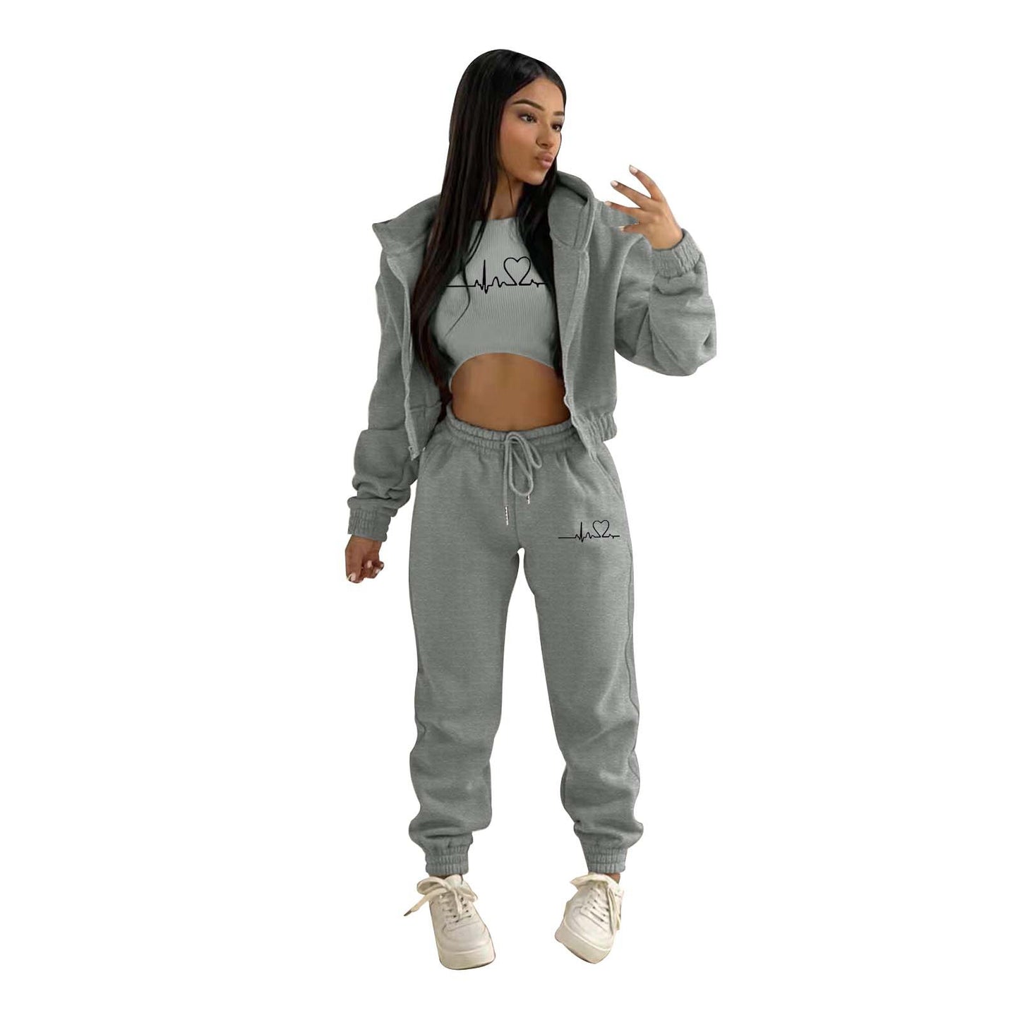 Women's Fashion Wear Brushed Hoody Hooded Leisure Suits