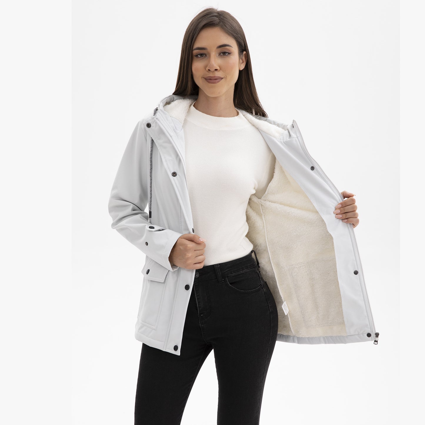 Women's Anorak Composite Fleece-lined Waterproof Long Sleeve Coats