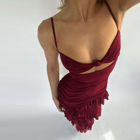 Women's Hot Side Slit Backless Gauzy Sling Dresses