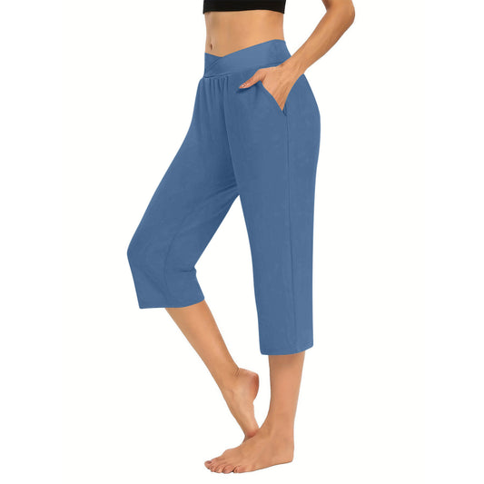 Women's Pocket Straight High Waist Solid Color Pants