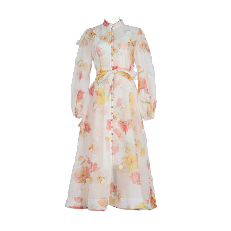 Catwalk Design Sense Hanging Flower Long Dresses