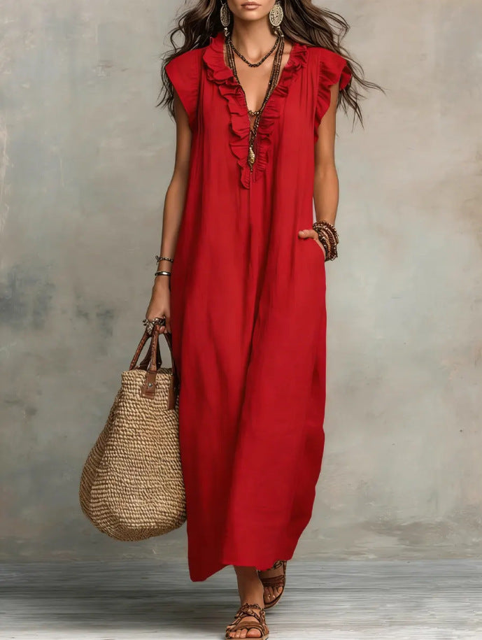 Glamorous Women's Loose Sleeveless Bohemian Summer Dress