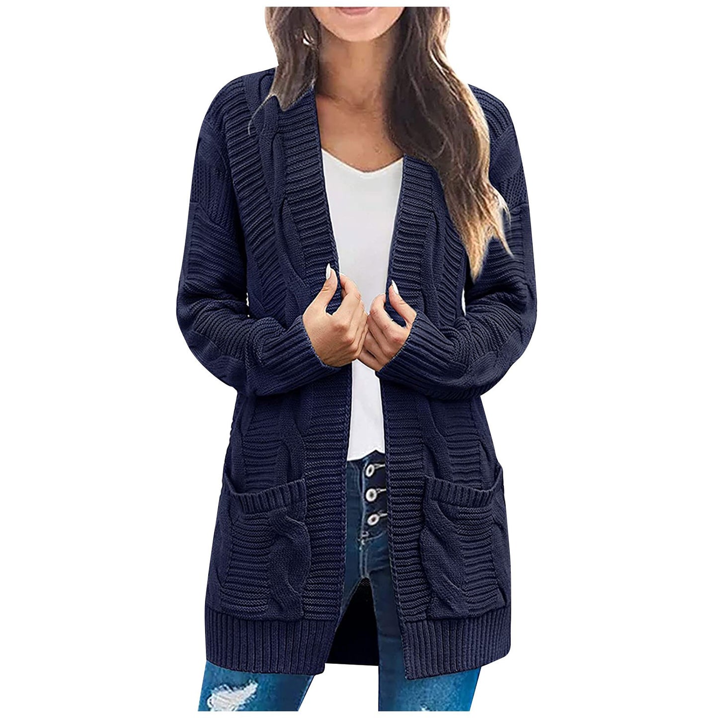 Cool Women's Twist Double Pocket Mid-length Coats