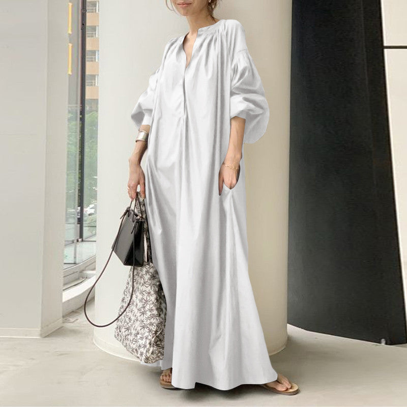 Women's Linen Dress Style Simple Loose Casual Dresses