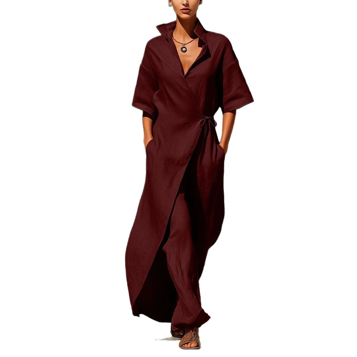 Summer Casual Sleeve Slimming Temperament Shirt Dress