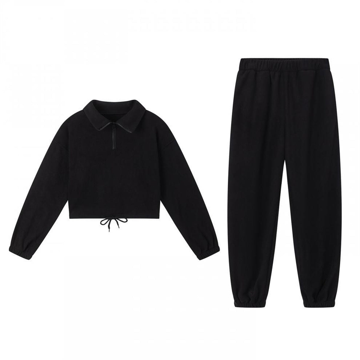 Women's Solid Color Loose Zip Stand Collar Fashion Casual Suit