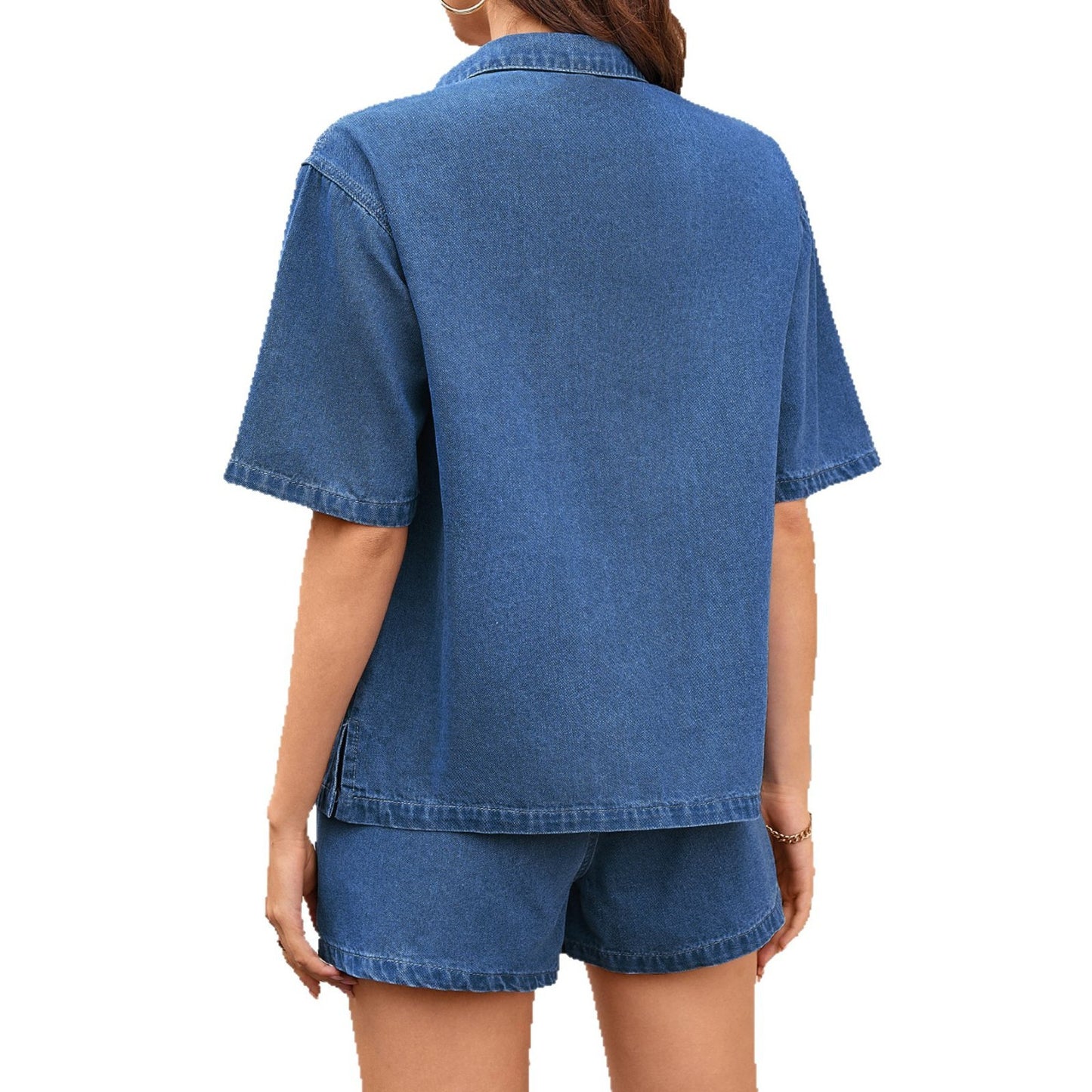 Versatile Women's Summer Washed Denim Sleeve Fashion Casual Suit