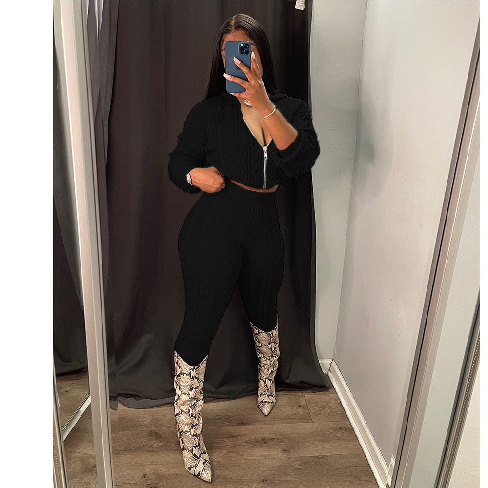 Innovative Women's Personality Zipper Set Two-piece Fashion Casual Suit