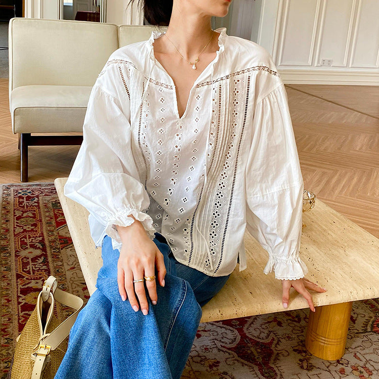 Women's Style White Shirt Long Sleeve Stylish Blouses