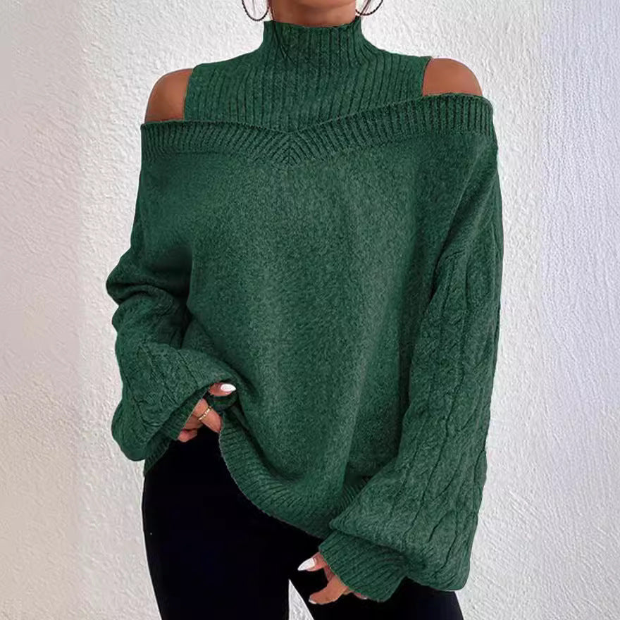 Casual Women's Mock Neck Loose Large Sweater