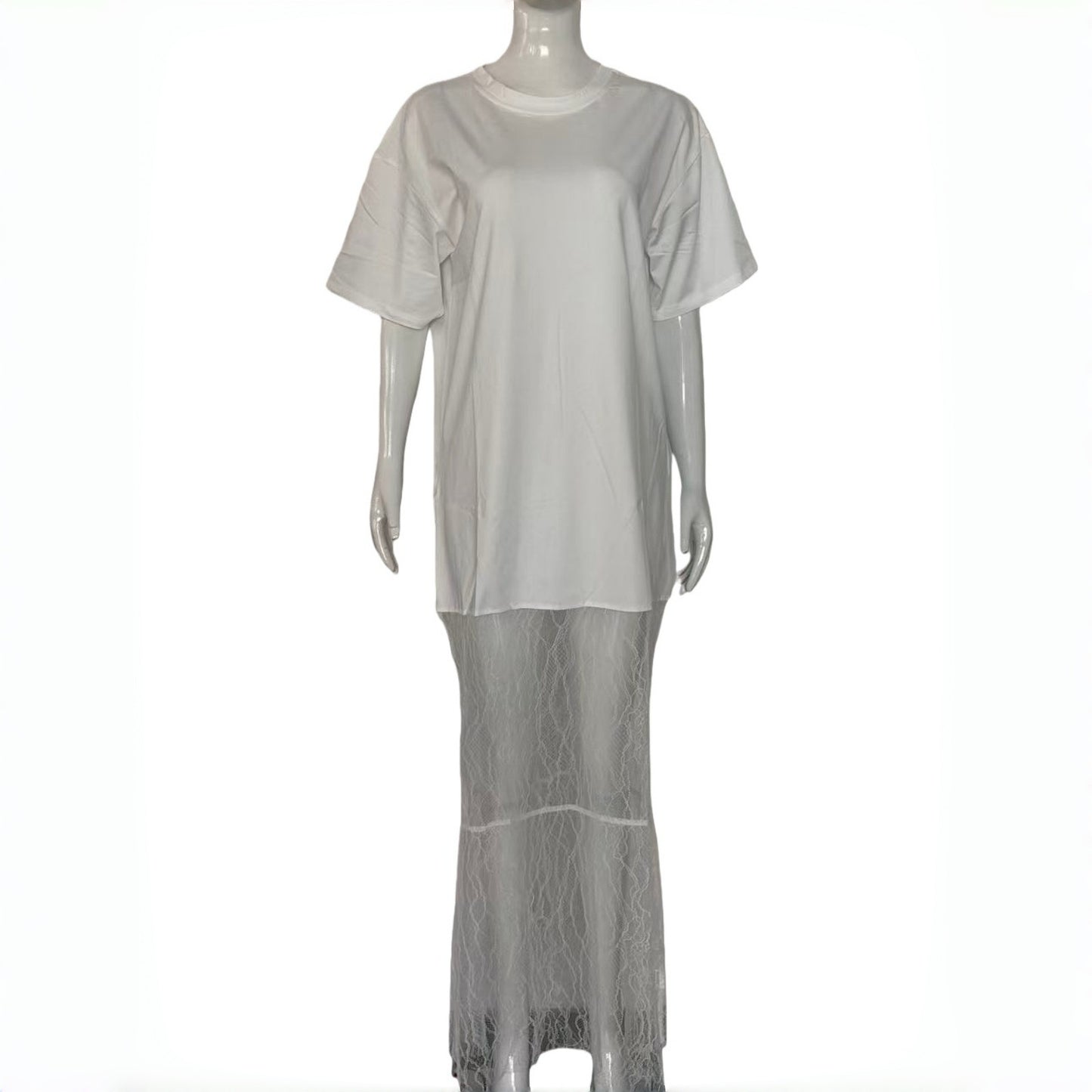 Women's Neck Stitching Lace Dress Summer Niche Goddess Dresses