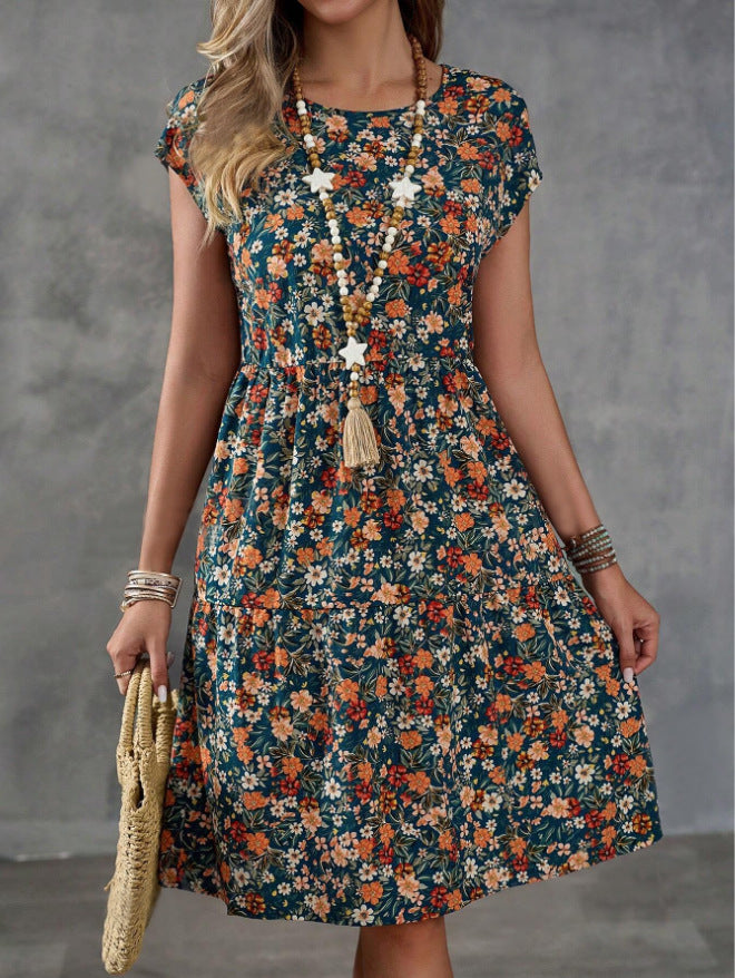 Waist Sleeve Round Neck Early Summer Dress