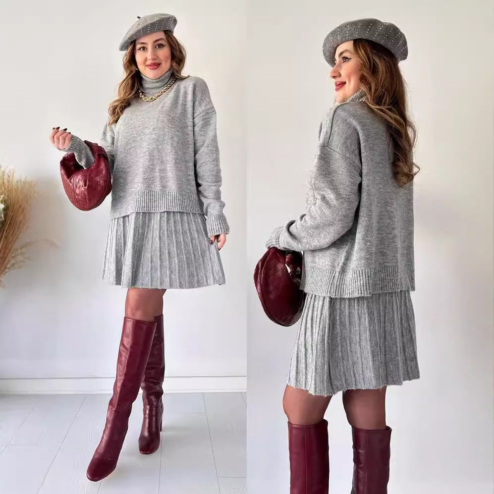 Autumn Solid Color Round Neck Loose Suits