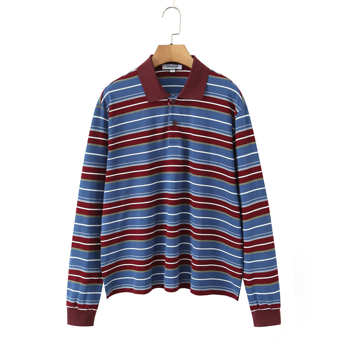 Women's Autumn Collar Long Sleeve Contrast Color Blouses