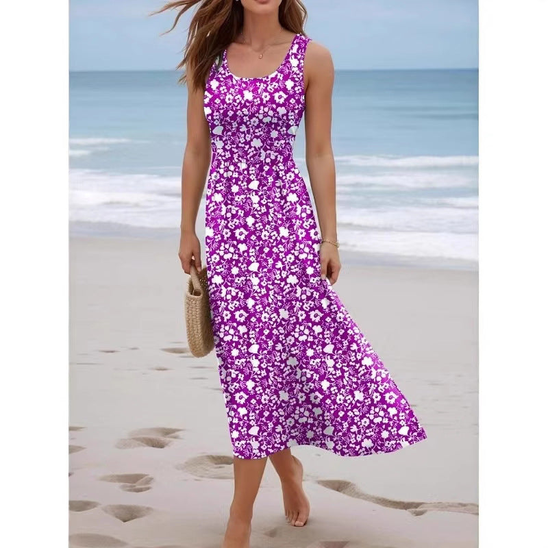 Women's Spaghetti Straps Sleeveless Comfortable Seaside Vacation Beach Dress