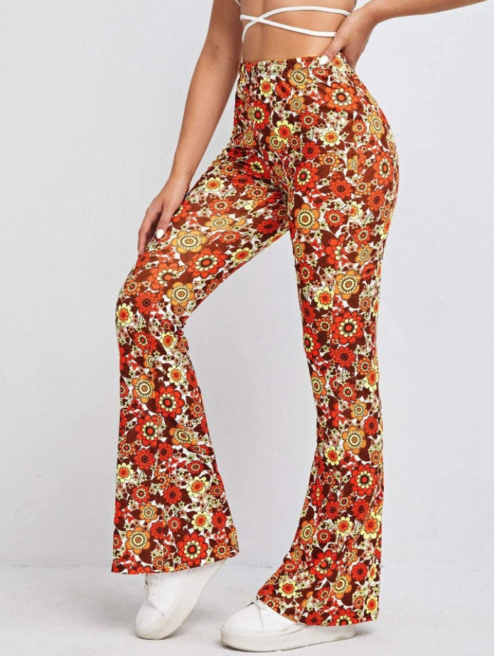 Women's Unique Summer Floral Sexy Bell-bottom Pants