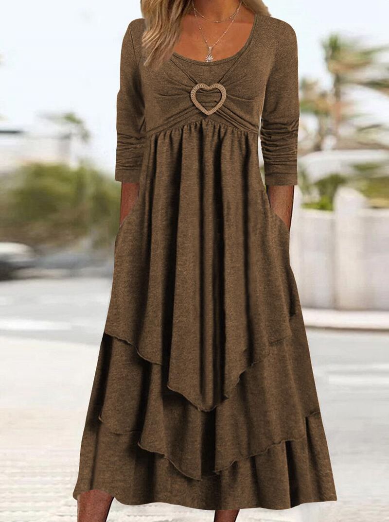 Waist Tight Love Decoration Layer Cake Hem Dresses