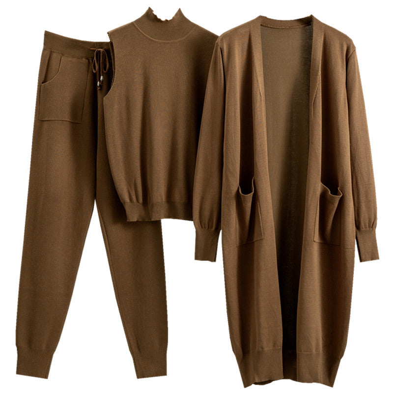 Durable Women's Fashionable Graceful Knitted Three-piece Pants