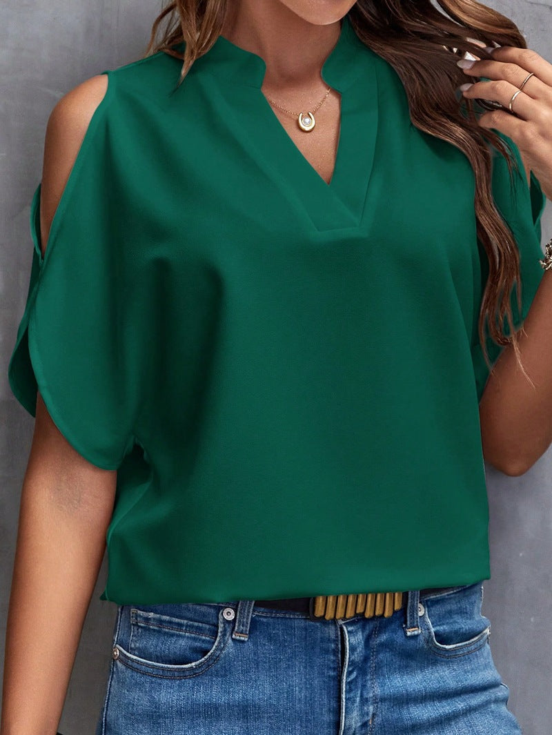 Women's Summer Solid Color Graceful Fashionable Sleeves Tops
