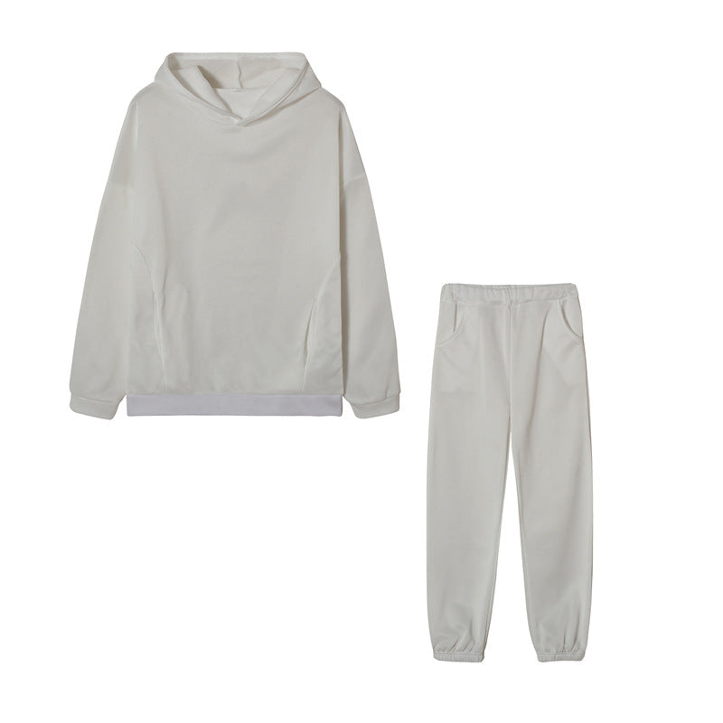 Fashion Solid Color Hooded Casual Two-piece Suits