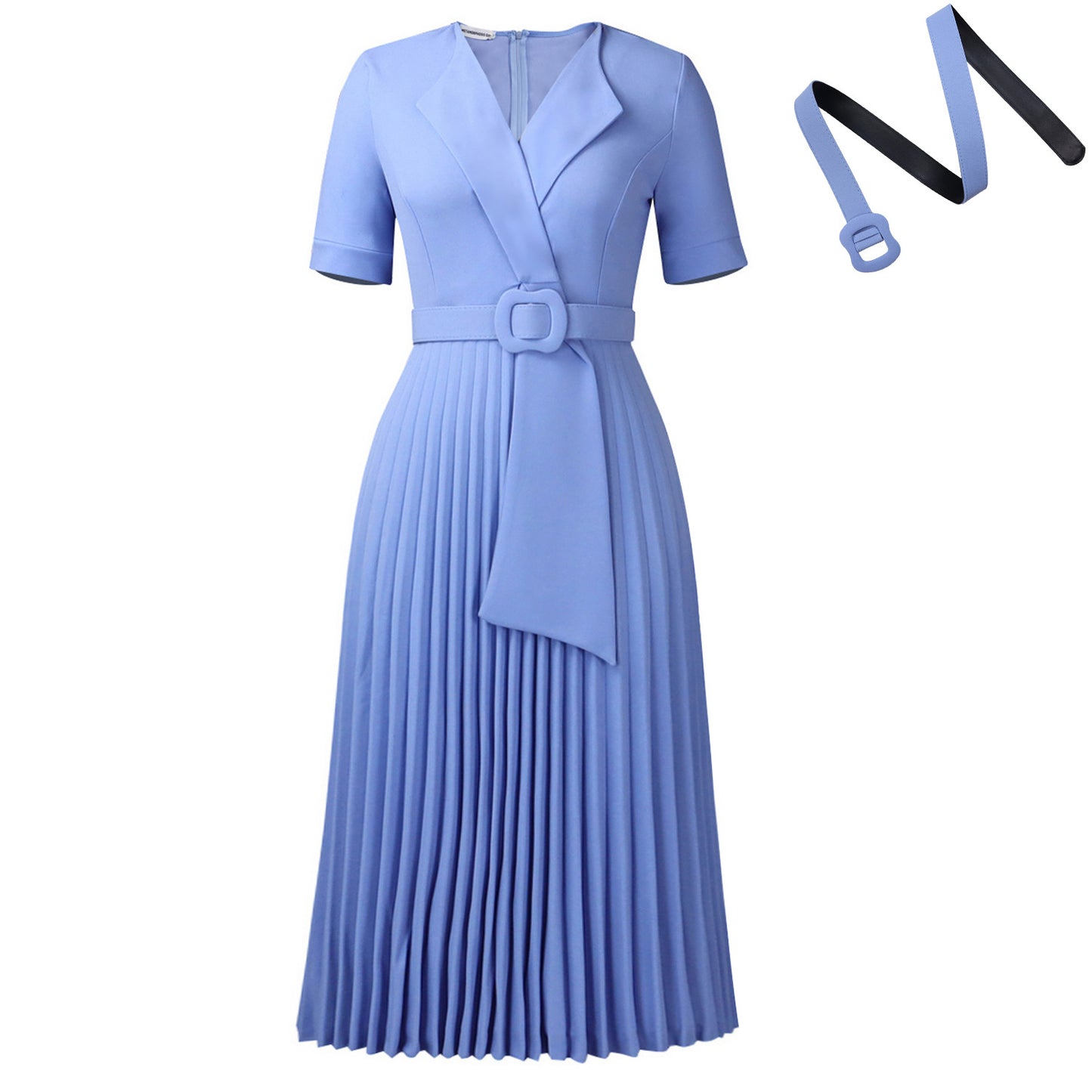 Sleeve Fashion Elegant Pleated High Waist Dresses
