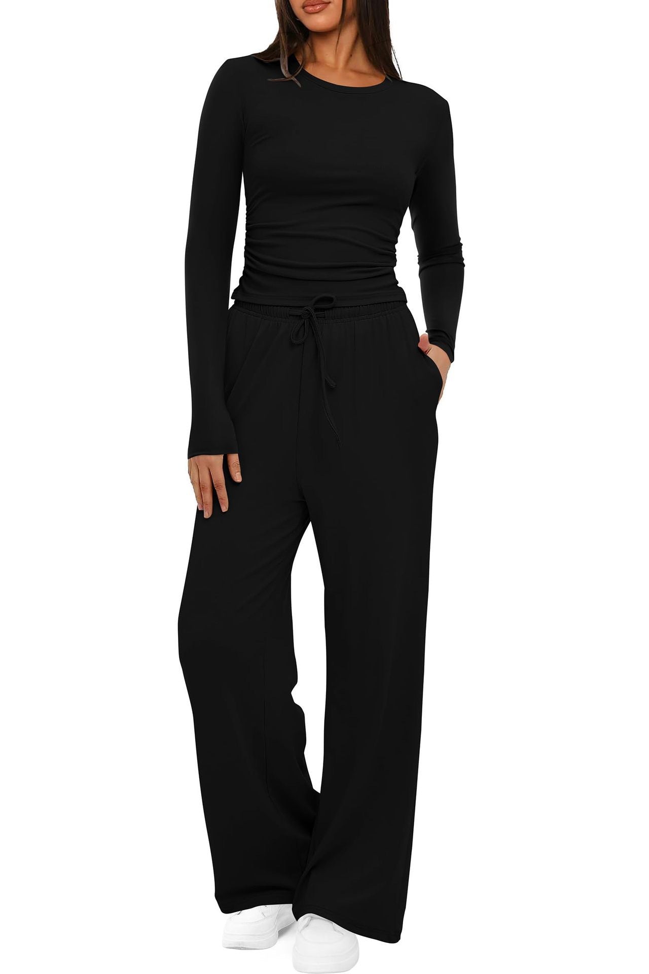 Versatile Women's Long Sleeve Solid Color Fashion Casual Suit