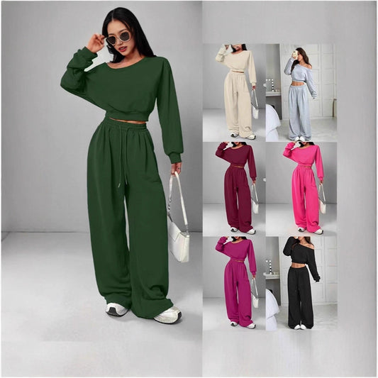 Yuan Winter Thermal Extra Thick With Fleece Waist Trimming Sweatshirt Fashion Casual Suit