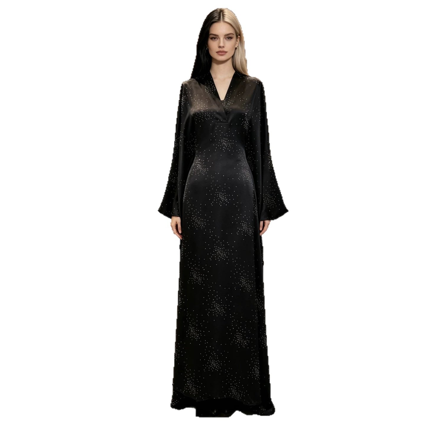 Elegant Waist Rhinestone Pullover Inner Belted Dress