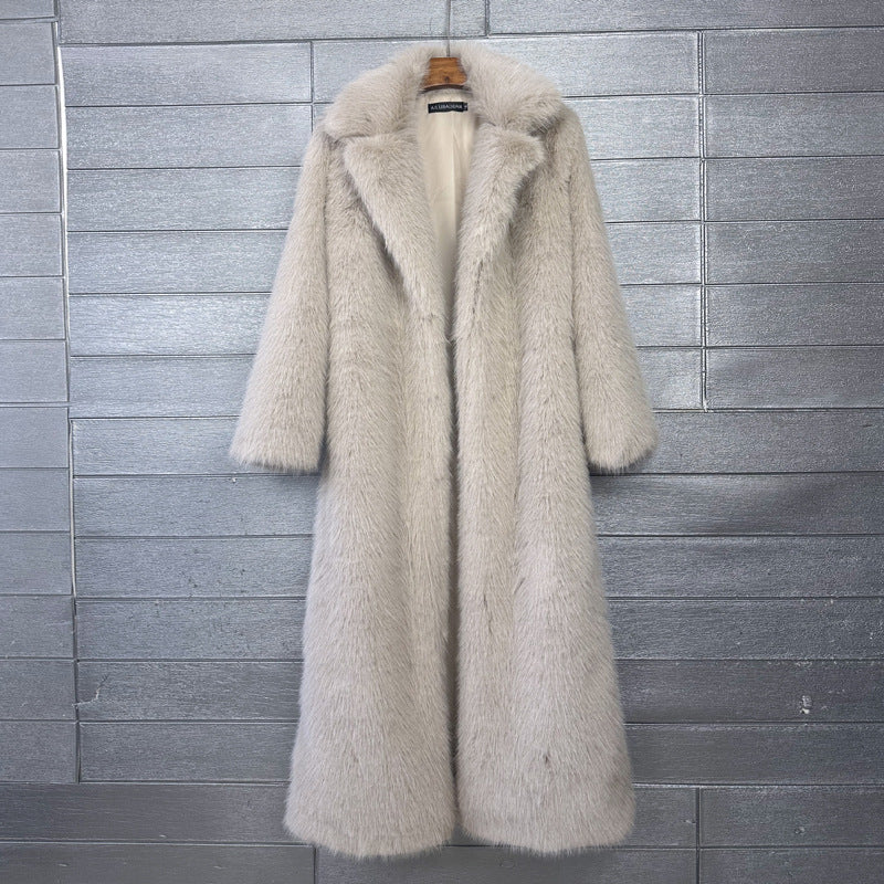 Women's Imitation Plush Furry Fur Extended Collar Coats