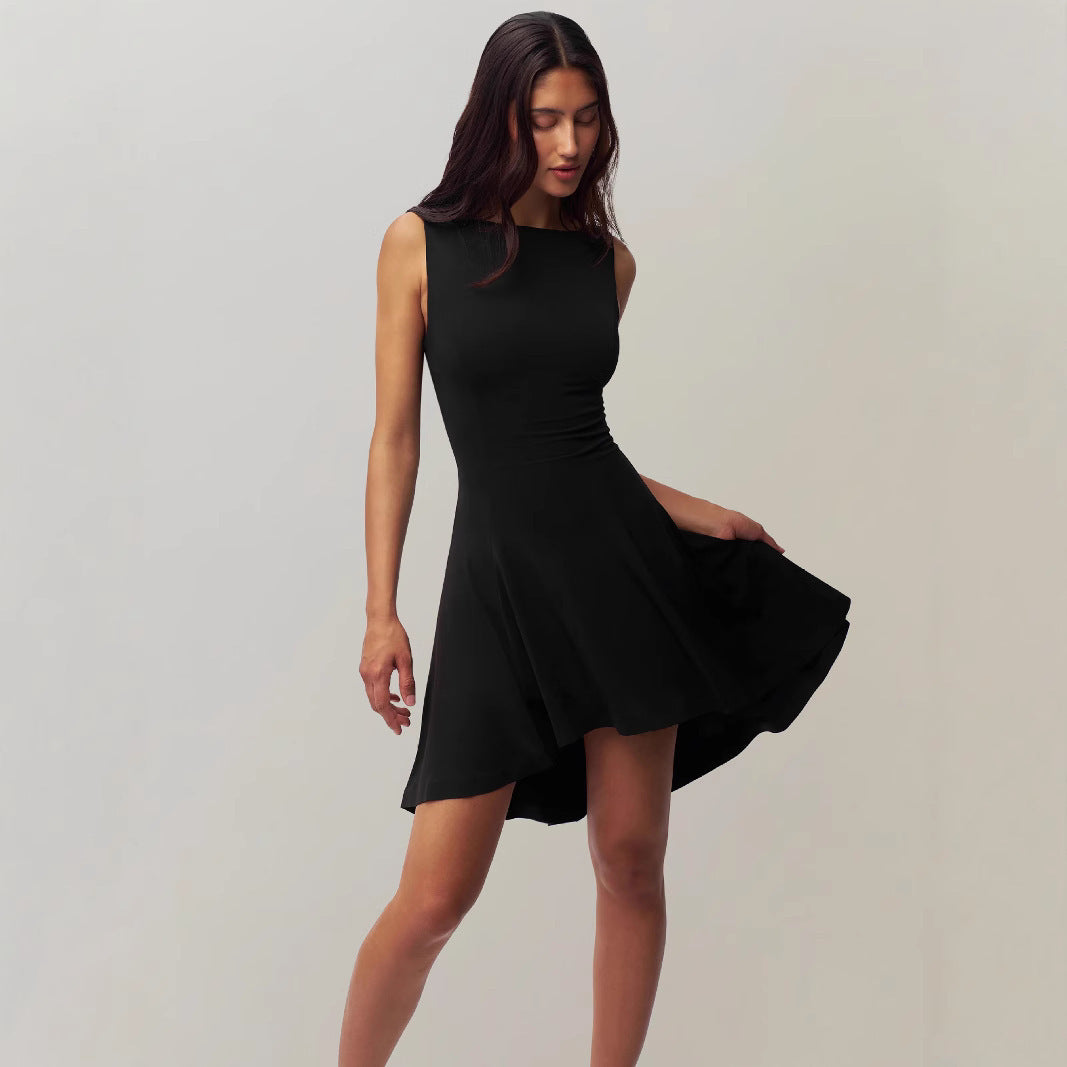 Solid Color Sleeveless Sexy Hot Waist Slimming Dress