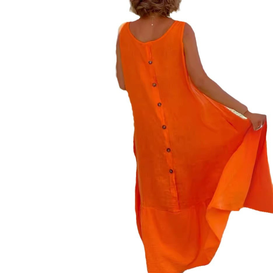 Women's Sweet Round Neck Sleeveless Color Large Clothing